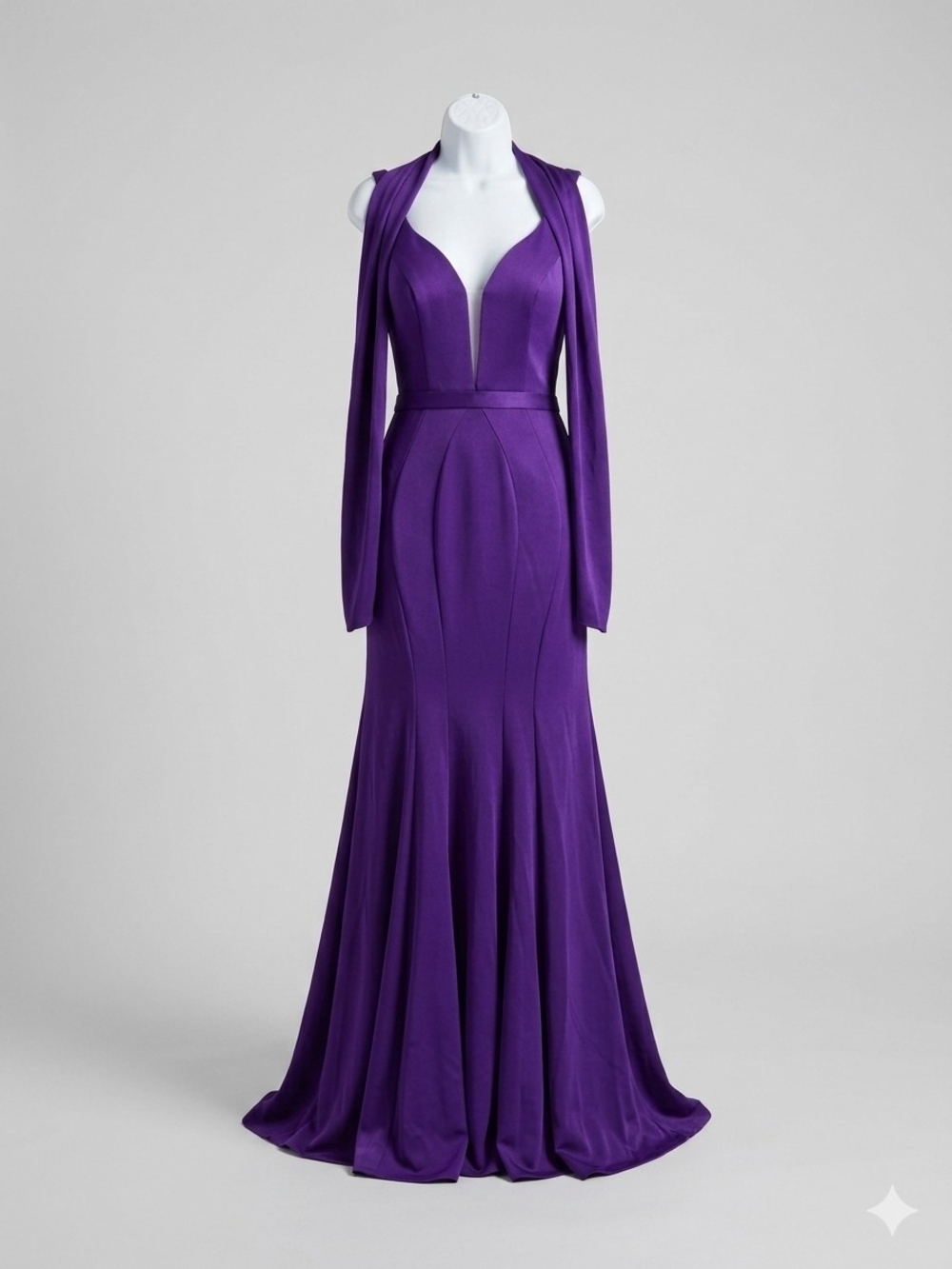 Glamorous Deep Purple Plunging Mermaid Evening Gown